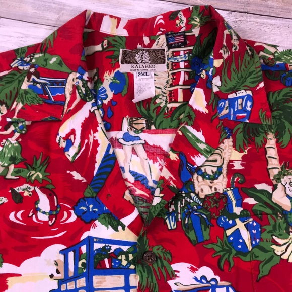 KALAHEO Hawaiian Shirt Christmas Aloha Wear Sz XXL - Picture 2 of 8
